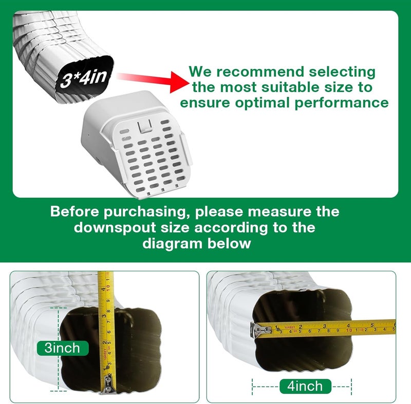 Lebenwell 3"x4" Type-A Gutter Downspout Extensions Gutter Downspouts Downspout Diverter Outlet Filter and Leaf Guard for Bottom of Downspouts Extender Adapter for 3 inch x 4 inch downspout Limestone - Image 2